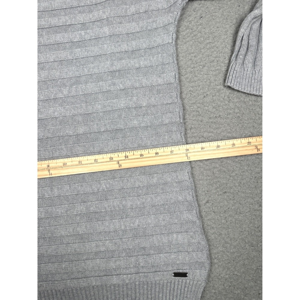Barbour Knit Sweater Women Medium Gray Ribbed Cotton Pullover Lightweight Casual - Picture 13 of 17